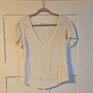 We The Free Sinch White V-Neck Short Sleeve Top